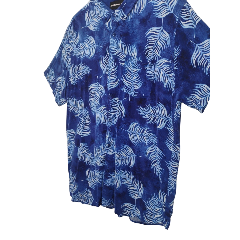 Molokai Surf Hawaiian Tropical Island Button Down Short Sleeve Shirt Men's XL